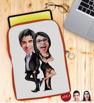 BK Gift Kişiye Özel Sevgililer Karikatürlü Taşınabilir Koruyucu Tablet Kılıfı & Organizer Çanta - Turuncu-6