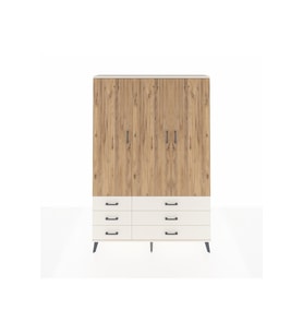 Arges Dolap 5 Raflı 6 Çekmeceli Tek Askılı 132x30x195 Aytaşı-Çam/Aytaşı