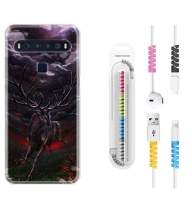 TCL 10L 10 Plus 10SE 20E 20SE 30SE L7 Kılıf Kablo Koruma Spiral Silikon Dark Deer 1786