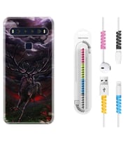 TCL 10L 10 Plus 10SE 20E 20SE 30SE L7 Kılıf Kablo Koruma Spiral Silikon Dark Deer 1786
