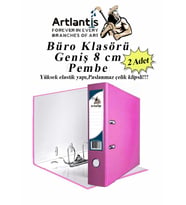 Büro Klasörü Pembe Geniş 2 Adet Plastik Geniş Pembe Klasör Halkalı Paslanmaz Çelik Klipsli 2 Adet