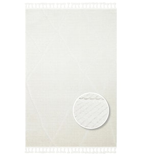 Ekru Modern Geometrik Desenli Krem Halı Salon Halısı Kabartmalı Yumuşak Doku Çocuk