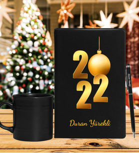 Yılbaşı İçin Kişiye Özel Defter Kalem & Varil Kupa Hediye Seti