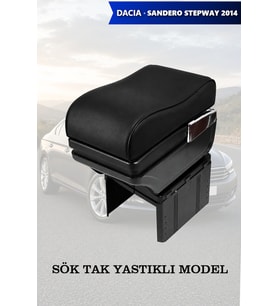 dacia sandero stepway 2014 kol dayama Yastıklı geniş model Siyah Lüks Deri