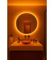 Digital Hayat  Led Işıklı Yuvarlak Ayna  Dekoratif Banyo Makyaj Aynası RGB Beyaz Günışığı Amber Mavi Kırmızı  50cm - 80cm