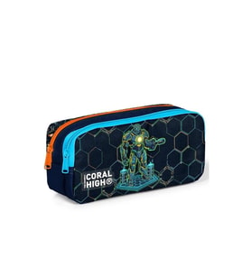 CORAL HIGH 31046 LACİVERT ROBOT DESENLİ İKİ BÖLMELİ KALEM ÇANTASI