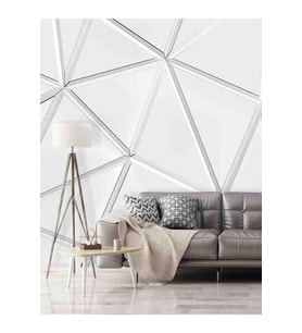 Dreamwall 3D Geometrik Desenli Silinebilir Yırtılmaz Tekstil Duvar Kağıdı (Beyaz)