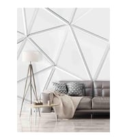 Dreamwall 3D Geometrik Desenli Silinebilir Yırtılmaz Tekstil Duvar Kağıdı (Beyaz)