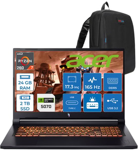 Acer Nitro V17 ANV17 Aı Amd Ryzen™ 7 260 24GB Ddr5 2tb SSD 8GB/RTX5070 85W 17.3"wqxga 2560X1440 165Hz IPS Freedos Gaming Bilgisayar. NHQZKEY001F04+ZETTAÇANTA