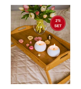 Minimal Beton Mumluk 2’li Set – El Yapımı Dekoratif Tealight Mumluk