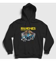 Presmono Unisex Siyah Road To Run Ramones Kapüşonlu Sweatshirt 170451tt