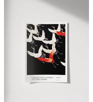 Çerçevesiz Poster Uçan Turnalar (Çok Renkli)