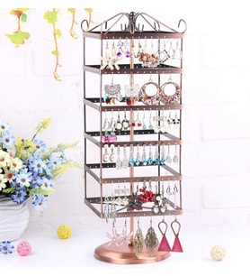 İthal Metal Dönen Kare Model Bakır Renk 46x16 Cm Küpe Standı