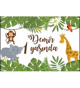 Safari Temalı Doğum Günü Afişi 35X50 cm