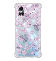 PrintiFy Vivo Y51 Uyumlu Köşe Korumalı Floral Pudra Tasarımlı Şeffaf Silikon Kılıf