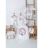 Pia Baby Premium %100 Pamuk Kız Bebek Hediyesi 10 Parça İsme Özel Doğum Seti 5025-01 (Krem)