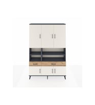 Arges Dolap 8 Raflı 2 Çekmeceli 6 Kapaklı 132x30x195 Antrasit-Aytaşı/Çam