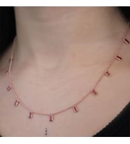 925 Ayar Gümüş Kırmızı Taşlı Rose Gümüş Kolye