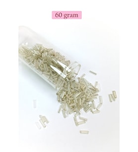 Uzun Boru Kesme Boncuk Çap 2mm Uzunluk 10 mm - 60 Gram - Gümüş - BNC271