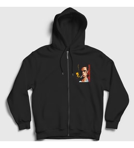 Presmono Unisex Siyah Tyler Durden Brad Pitt Fight Club Fermuarlı Kapüşonlu Sweatshirt 327540tt