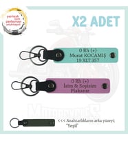 Motosiklet Aşıkları İçin, İsim Plaka ve0 Rh (+)  Kan Grubu Yazılı 2'li Anahtarlık, Pembe-Turkuaz-Ysl (Çok Renkli)