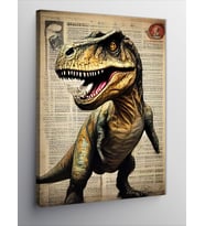 Kanvas Tablo Dinozor Gazete Fon