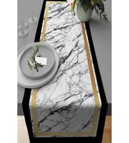 Gold Çerçeveli Desen Premium Masa Örtüsü Runner RNR246