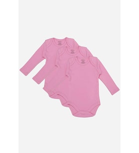 #Zıbın Yumuşak Kaliteli %100 Organik Pamuk 3'lü Pembe Uzun Kollu Bebek Çıtçıtlı Zıbın Body