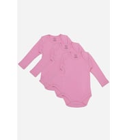 #Zıbın Yumuşak Kaliteli %100 Organik Pamuk 3'lü Pembe Uzun Kollu Bebek Çıtçıtlı Zıbın Body