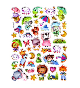Sticker Kabartmalı Stiker Defter Planlayıcı Etiket (Ldd002)-24x19cm - Şemsiyeli Hayvanlar