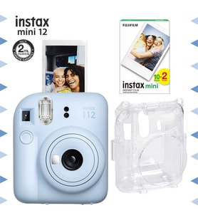 Instax mini 12 Mavi Fotoğraf Makinesi-20'li Film ve Şeffaf Kılıf Seti