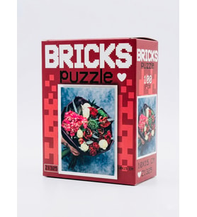 Bricks Puzzle - 100 Parça Kırmızı Gül ve Pembe Buketi Temalı Mini Puzzle (10x15 cm)