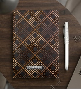 Kişiye Özel İsim Baskılı Defter & İsme Özel Gümüş Renk Roller Kalem (Gold)