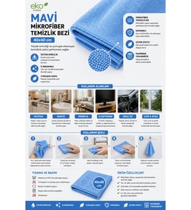 Eko Home Mavi Mikrofiber Temizlik Bezi 40x40 cm