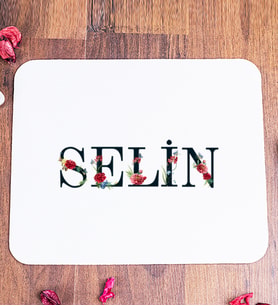 Kişiye Özel Çiçek Harf Tasarım İsim Yazılı Mouse Pad