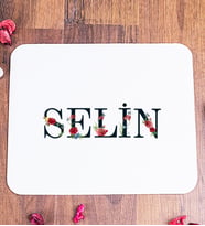 Kişiye Özel Çiçek Harf Tasarım İsim Yazılı Mouse Pad