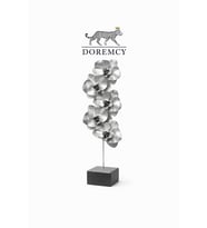 Doremcy Dekoratif Orkide Biblo 43x15 cm Polyester Modern Salon Konsol Lüks Ev Obje (Gümüş)