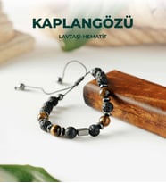 Luxtone Sertifikalı Kaplangözü - Lavtaşı ve Hematit Makrome Bileklik Erkek Takı LX0310BM