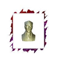 Parlak Gold Plastik Atatürk Heykeli Biblo 10.5x 8.5 cm Özel Tasarım