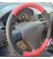 DİKİŞLİ DİREKSİYON KILIFI KIRMIZI SİYAH DERİ SİYAH DİKİŞLİ HYUNDAI GETZ - ERA İÇİN