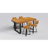 Ntconcept Lilien Masif Ağaç Loft Sandalyeli Masa Takımı (100x100cm Masa  + 4 Sandalye)