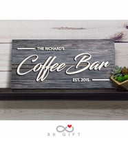 BK Gift Kişiye Özel Dekoratif Ahşap Coffee Bar Tabelası 61cm - Model 1