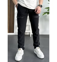 Erkek Slim Fit Cepli Paraşüt Pantolon Siyah Edw240