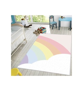 Eliana Home Baskılı, Yıkanabilir Kaymaz Taban Çocuk Halısı LNA4016 100x150 cm (Beyaz)