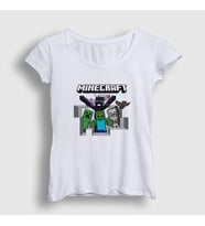 Presmono Kadın Beyaz Squad Oyun Minecraft T-Shirt 369613tt