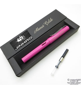 Jinhao Pembe İsme Özel Pompalı Dolma Kalem  İsme Özel Kutu ve Kalem (Karışık)