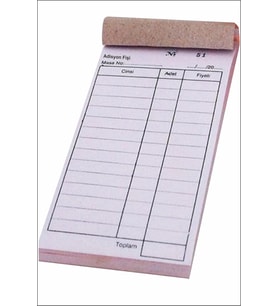 Pastel Adisyon Fişi, Adisyon Defteri Otokopili 2 Nüsha (50 Asıl, 50 Suret) 16x8 cm Numaralı 120 Adet