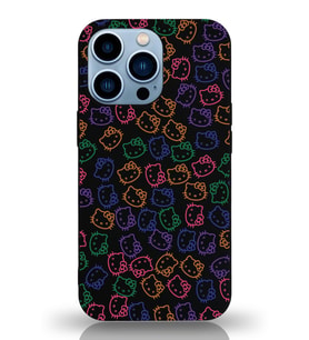Apple iPhone 13 Pro Uyumlu Lansman Kılıf Hello Kitty Tasarımlı İçi Kadife Kapak-Siyah (Şeffaf)