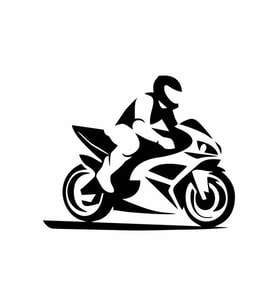Motorcu Sticker Siyah 20x10 CM (Siyah-Siyah)