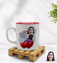 BK Gift Kişiye Özel En Güzel Anne Karikatürlü İçi Kırmızı Renkli Kupa Bardak Model 1